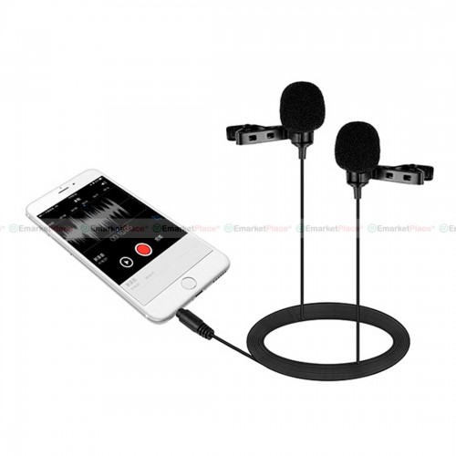 Dual Mic for Smartphone iphone ipad android สำหรับงานวีดีโอ บันทึกเสียง เสียงดีคมชัด